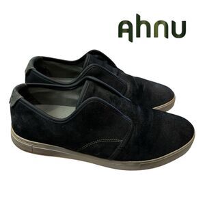 Ahnu Men s North Beach Black Suede Leather Slip On Sneakers 11